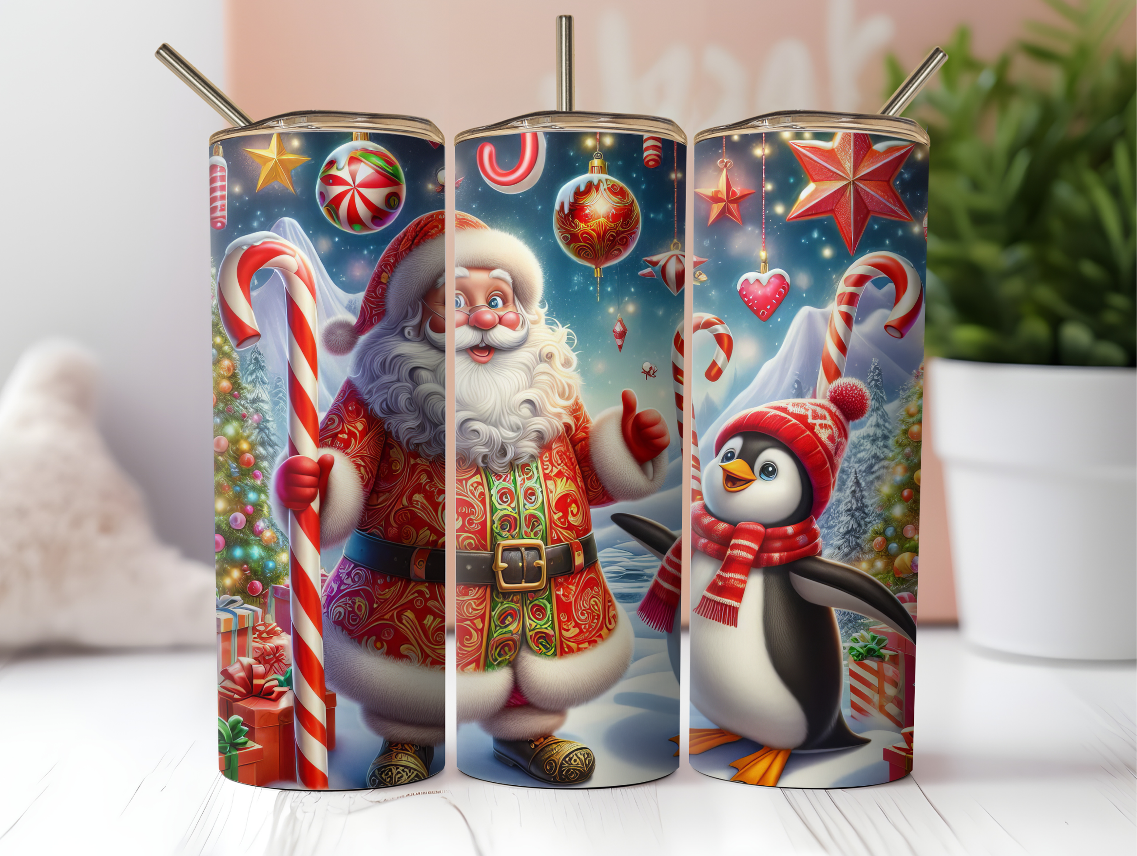 20oz X-Mas Santa Penguin Tumbler Wrap Graphic by RahatKDP · Creative ...