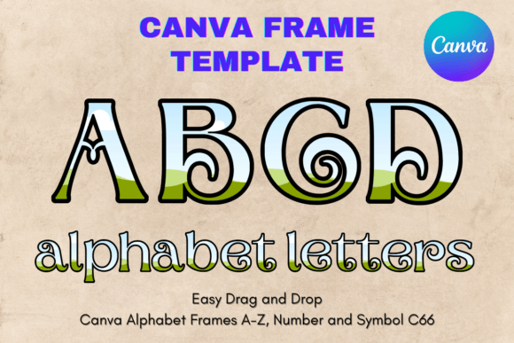 Canva Letters Frame Alphabet Template_66 Graphic Canva By Mellow Template