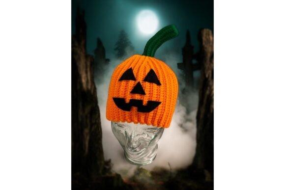Crocheted Pumpkin Jack-O'-Lantern Beanie