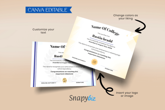 Custom College Diploma Canva Template