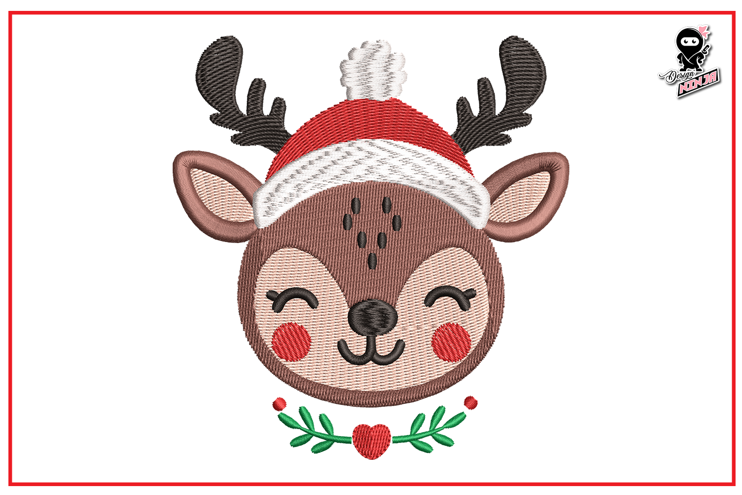 Cute Christmas Baby Deer Embroidery