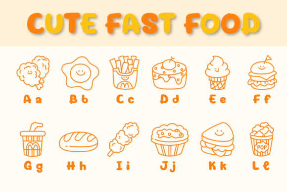 Cute Fast Food Font PNG with transparent background - Preview 1
