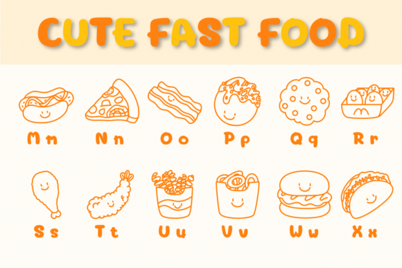 Cute Fast Food Font PNG with transparent background - Preview 2