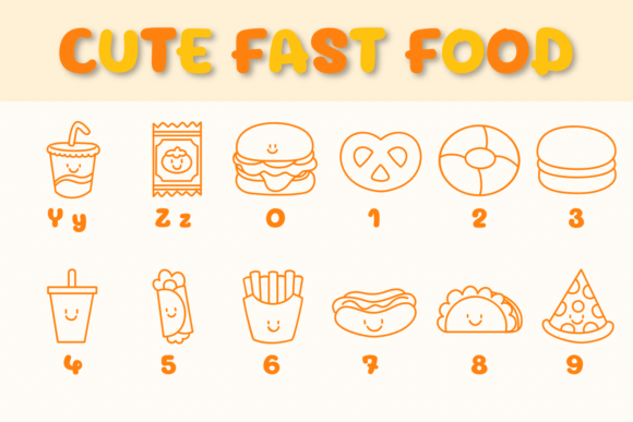 Cute Fast Food Font PNG with transparent background - Preview 3