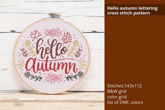Hello Autumn Lettering Cross Stitch