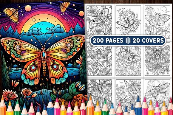 Moth Coloring Book Pages for Adults
