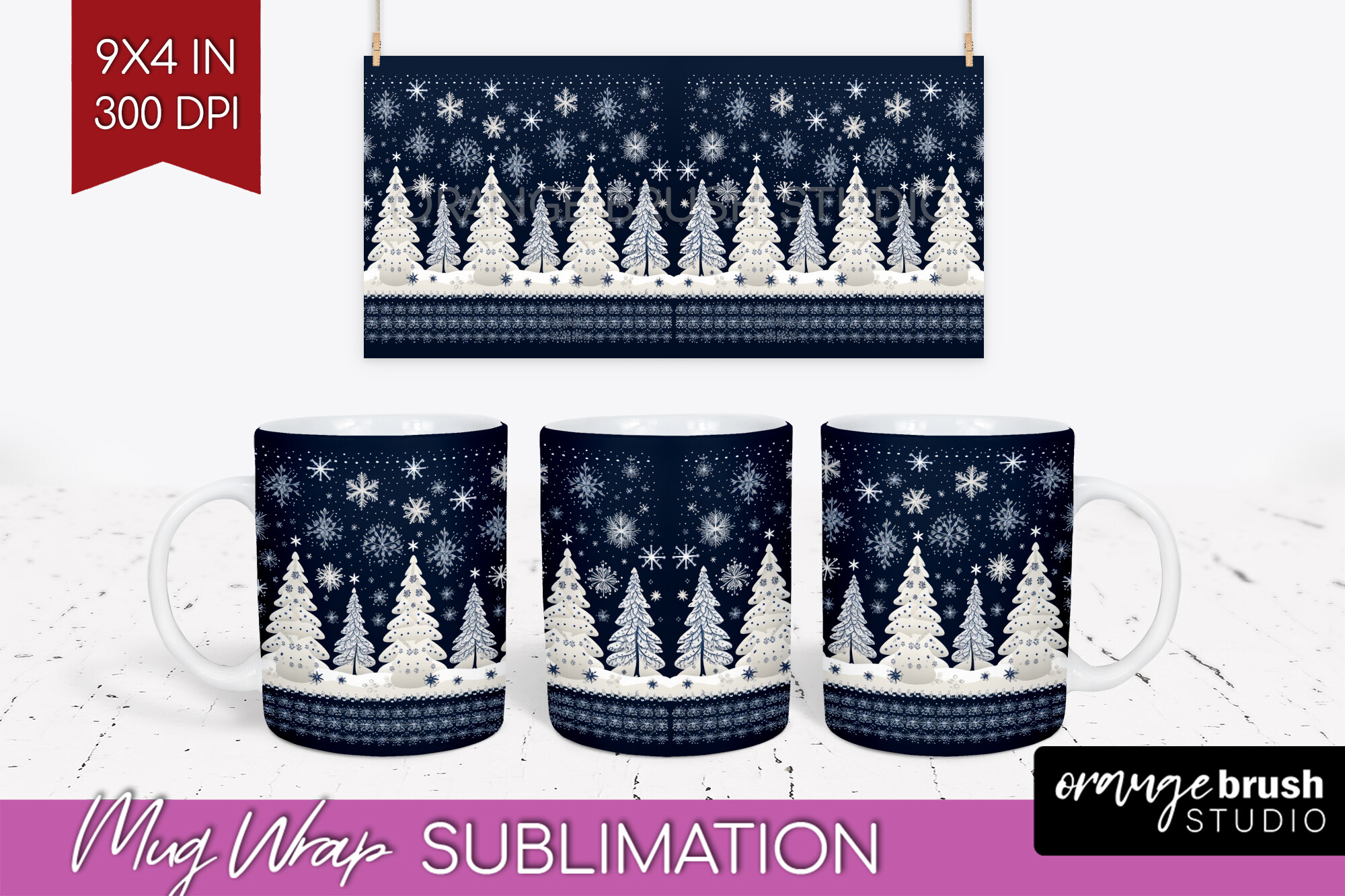 Nordic Christmas Mug Wrap Sublimation Graphic by Orange Brush Studio ...