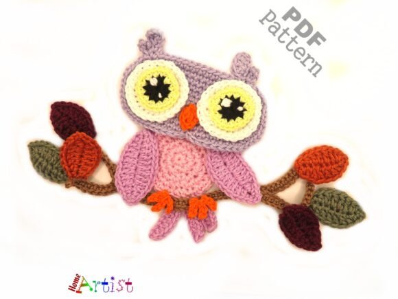 Owl Halloween Crochet Applique Pattern