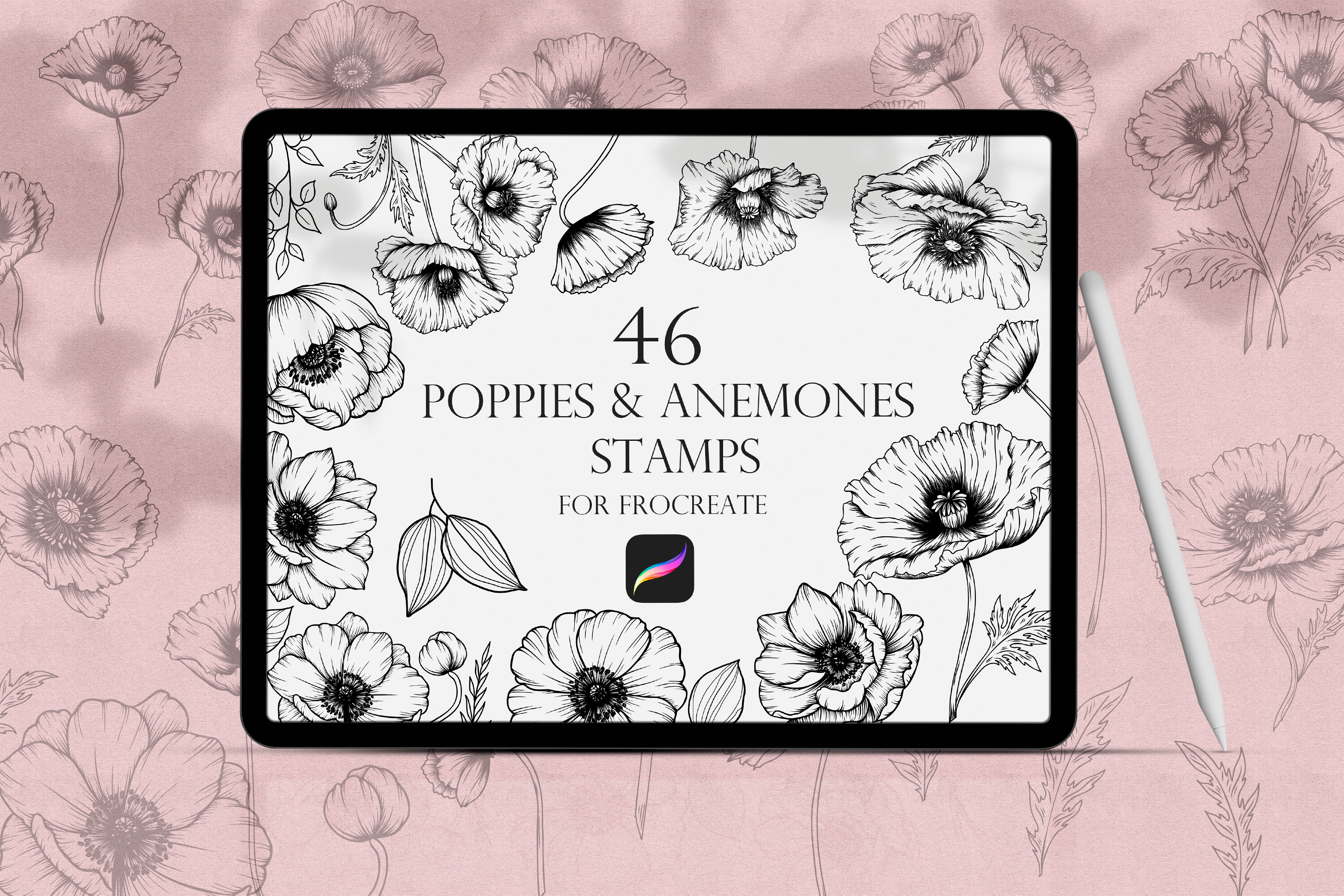 Poppies and Anemones Procreate Stamps