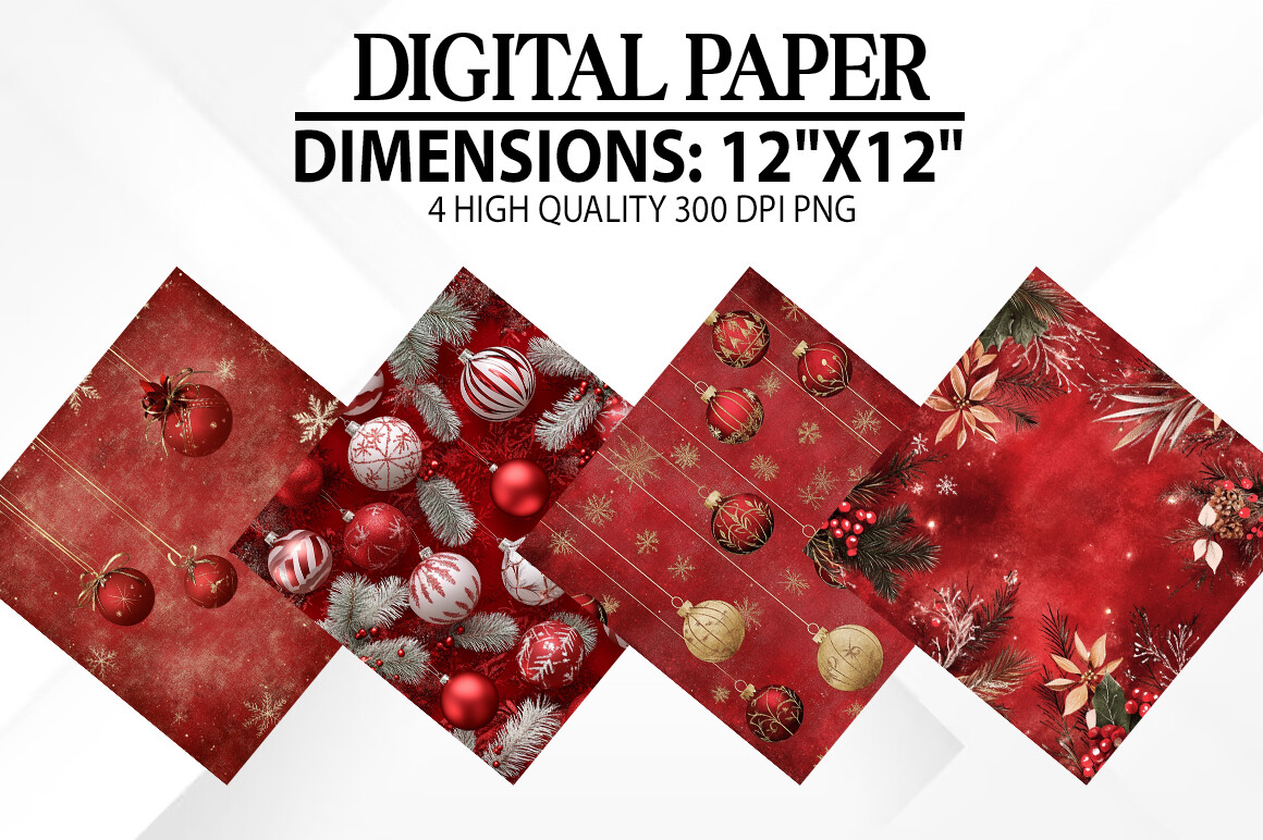 Red Christmas Digital Papers Graphic by fokira · Creative Fabrica