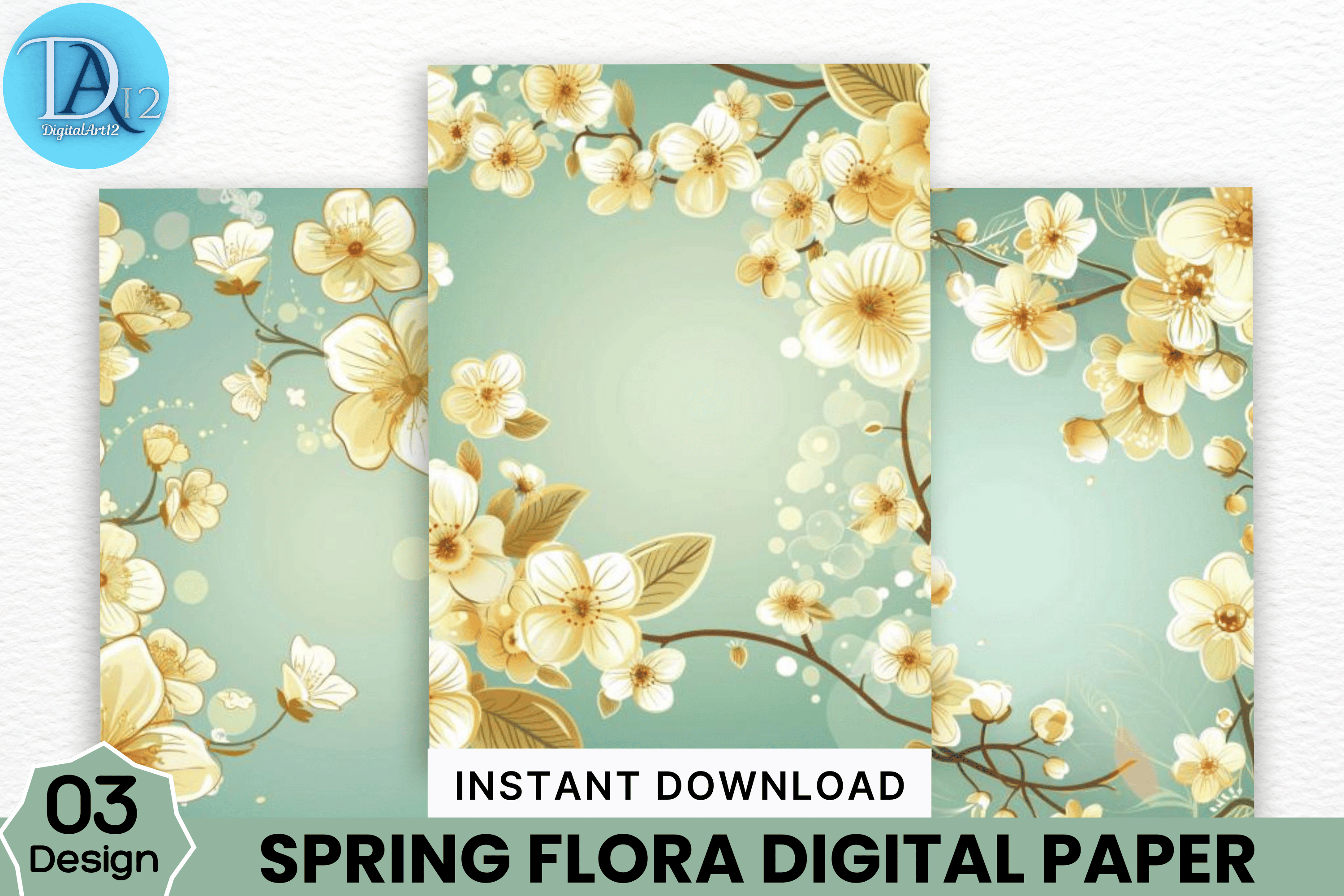 Spring Floral Digital Paper Graphic by Digital_Art12 · Creative Fabrica