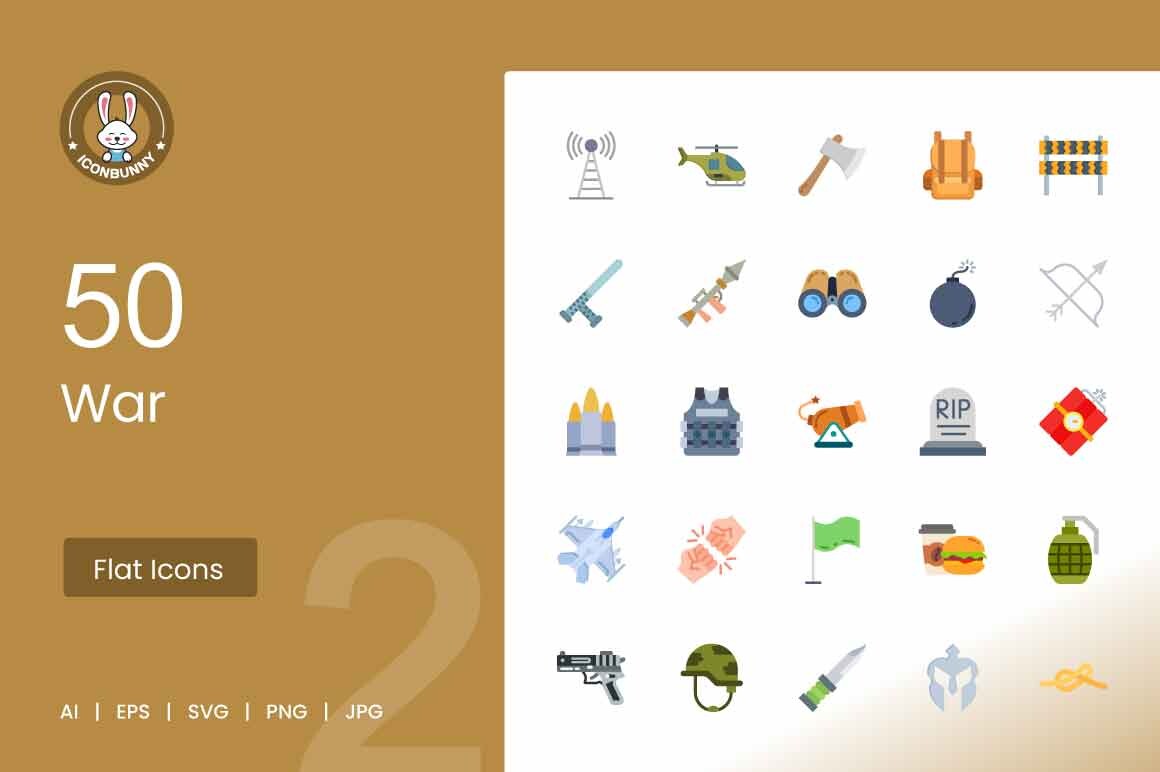 50 War Flat Multicolor Icons Graphic by IconBunny · Creative Fabrica