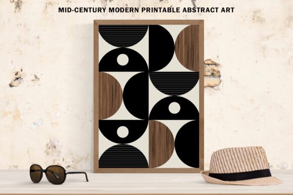 Abstract Black & Wood Minimalist Art