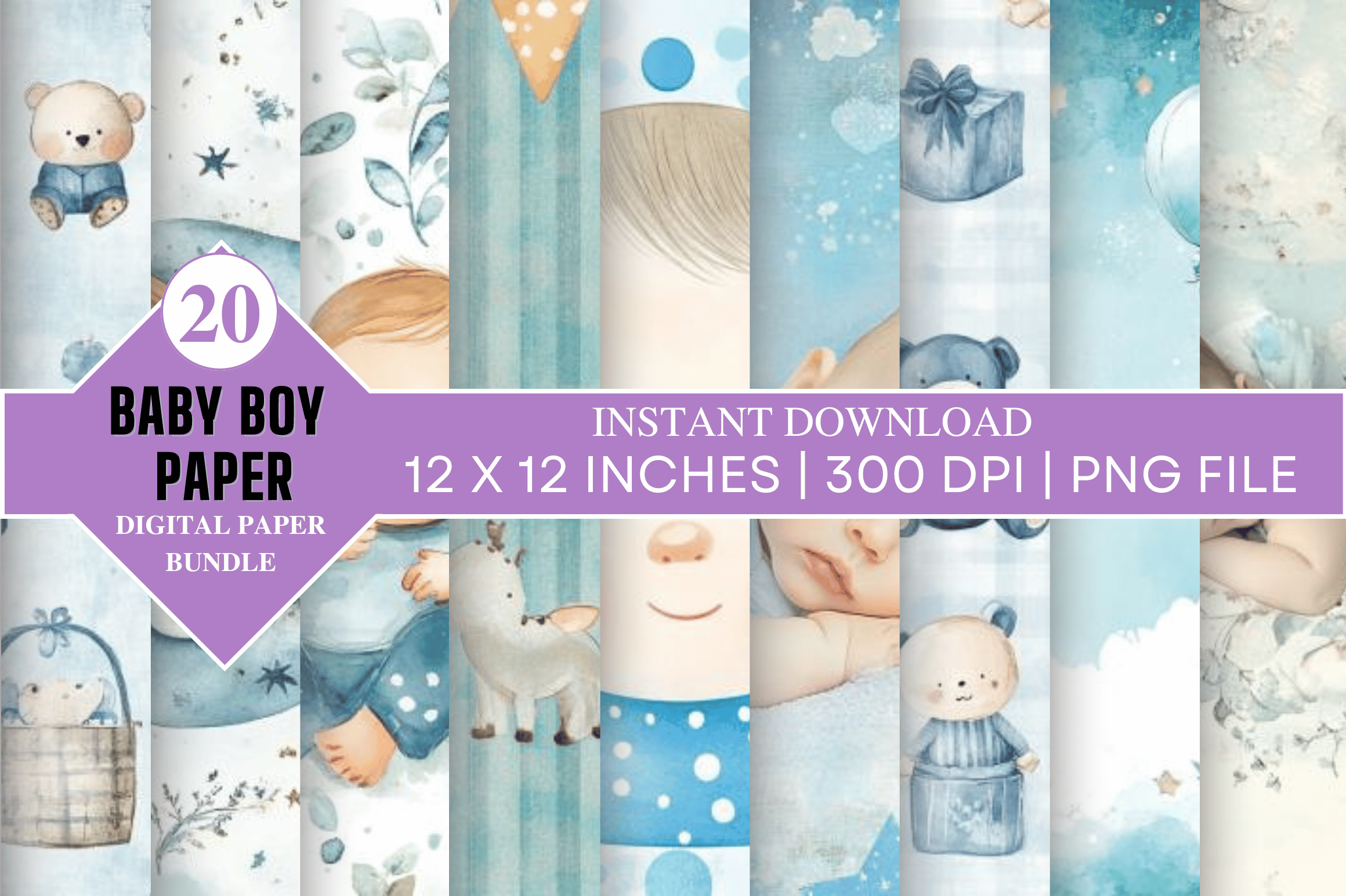Baby Boy Digital Paper Bundle Graphic by Digital_Art12 · Creative Fabrica