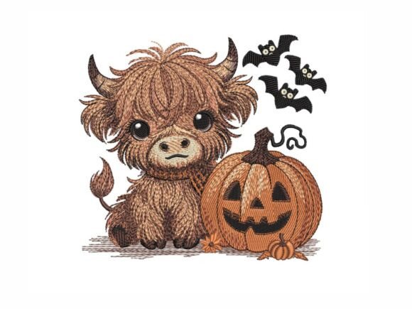 Baby Highland Cow Halloween Ricami Di NinoEmbroidery
