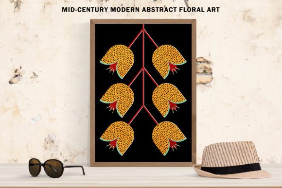 Black & Yellow Abstract Floral Art
