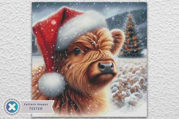 Christmas Highland Cow Cross Stitch PDF