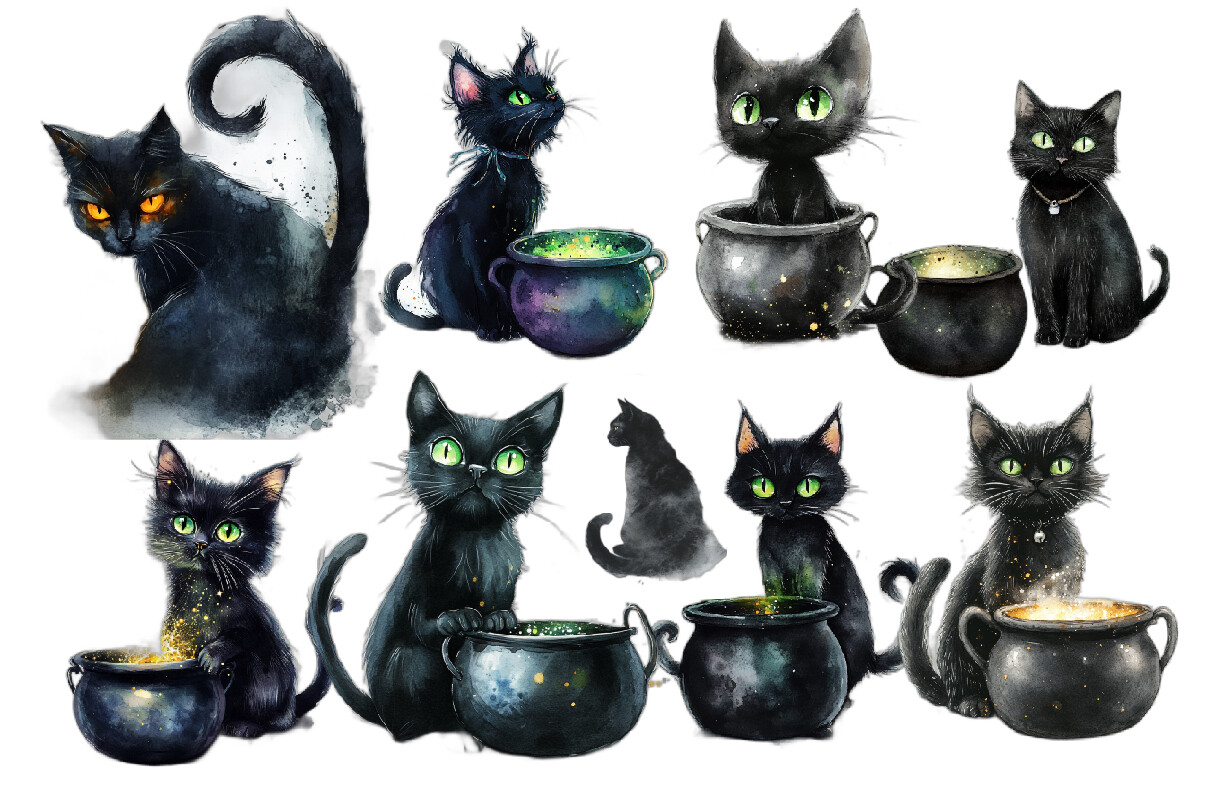Cute Cats Halloween Sublimation Clipart Graphic by .GFX · Creative Fabrica