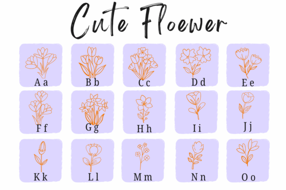 Cute Flower Font PNG with transparent background - Preview 1