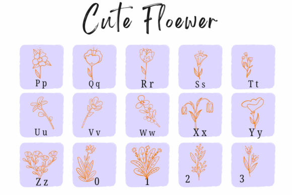 Cute Flower Font PNG with transparent background - Preview 2