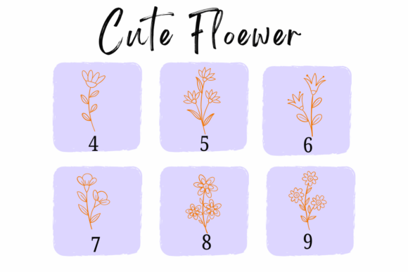 Cute Flower Font PNG with transparent background - Preview 3