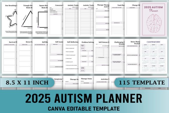 Editable 2025 Autism Planner Canva