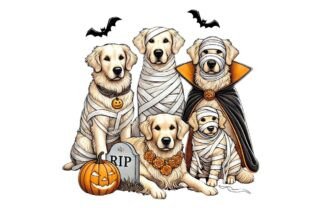 Golden Retriever Ghost Dog Halloween Graphic by sarawut Rachtani ...