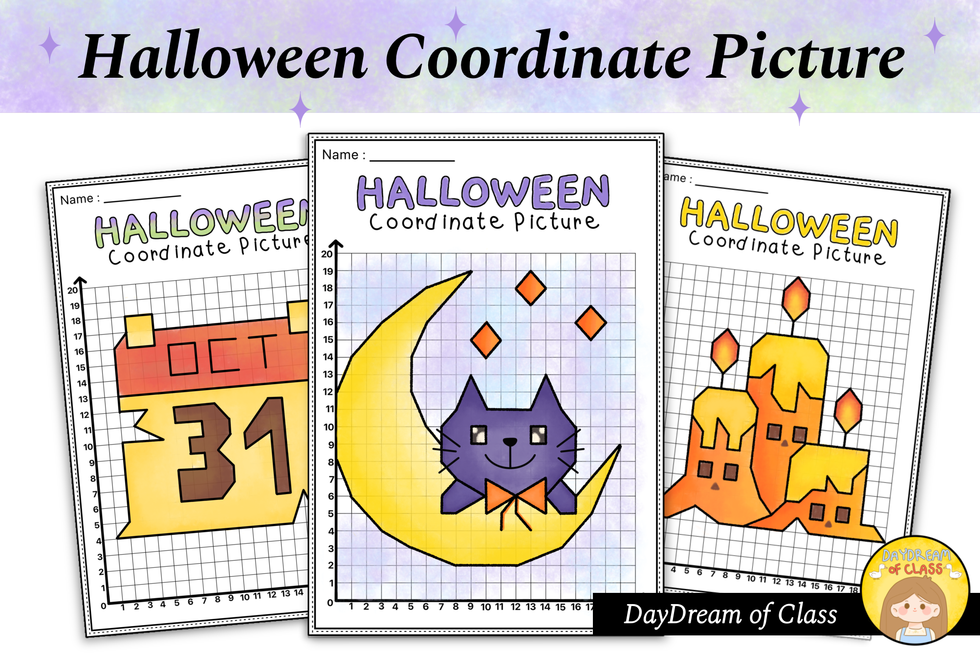Halloween Coordinate Graphing Pictures Graphic by DayDream of Class ...