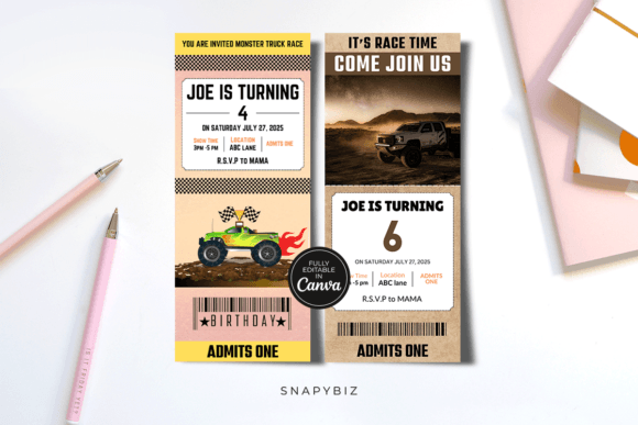 Monster Truck Ticket Birthday Template