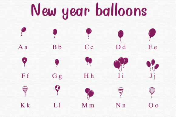 New Year Balloons Font PNG with transparent background - Preview 1