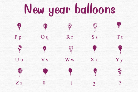 New Year Balloons Font PNG with transparent background - Preview 2