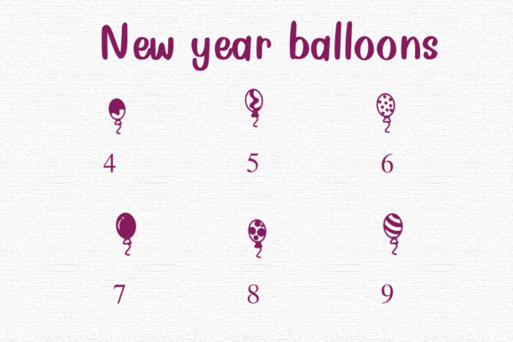 New Year Balloons Font PNG with transparent background - Preview 3