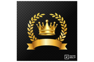 Realistic Golden Crown and Laurel Wreath Graphic by Alextian Artwork ...