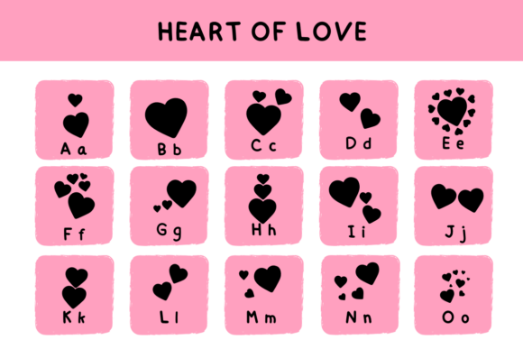 Retro Heart of Love Font PNG with transparent background - Preview 4