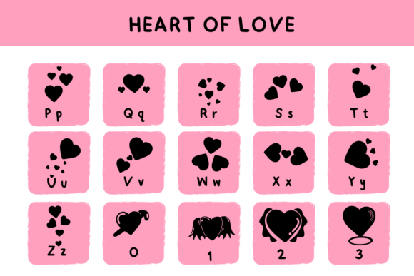 Retro Heart of Love Font PNG with transparent background - Preview 5
