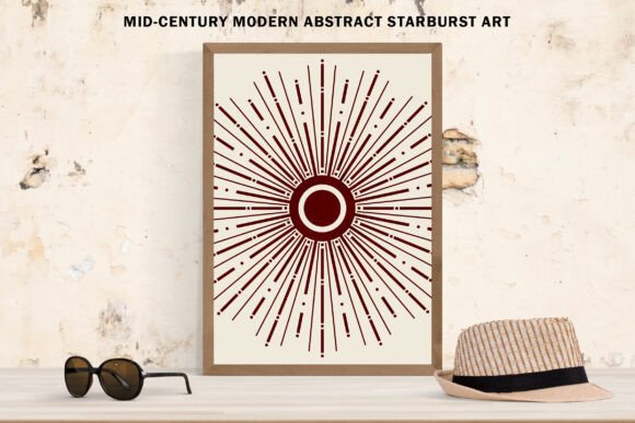 Retro Minimalist Abstract Sunburst Art