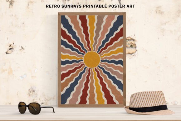 Retro Sunburst Printable Poster Art