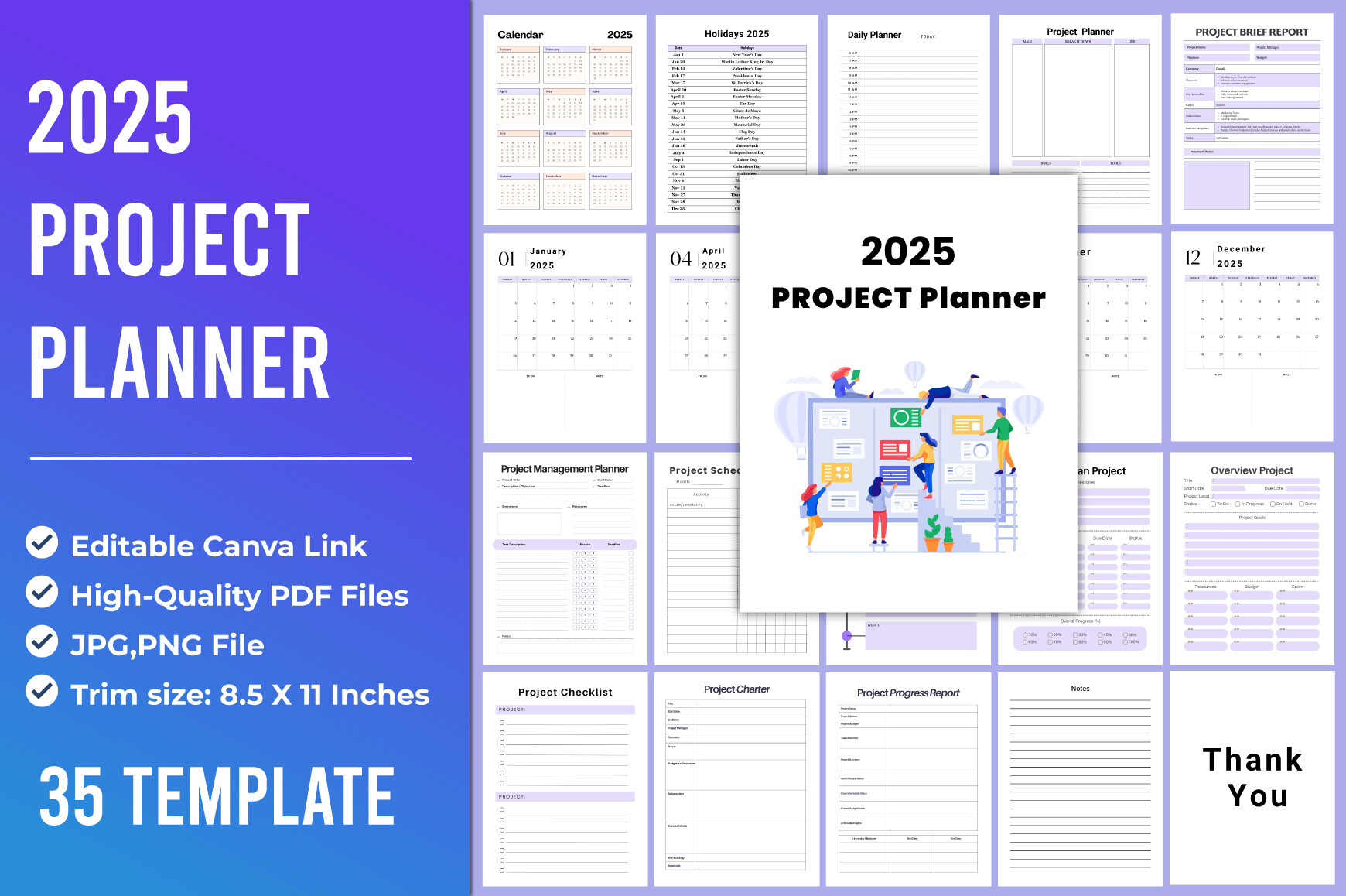 2025 Project Planner Canva Template Graphic by SM INTERIOR · Creative ...