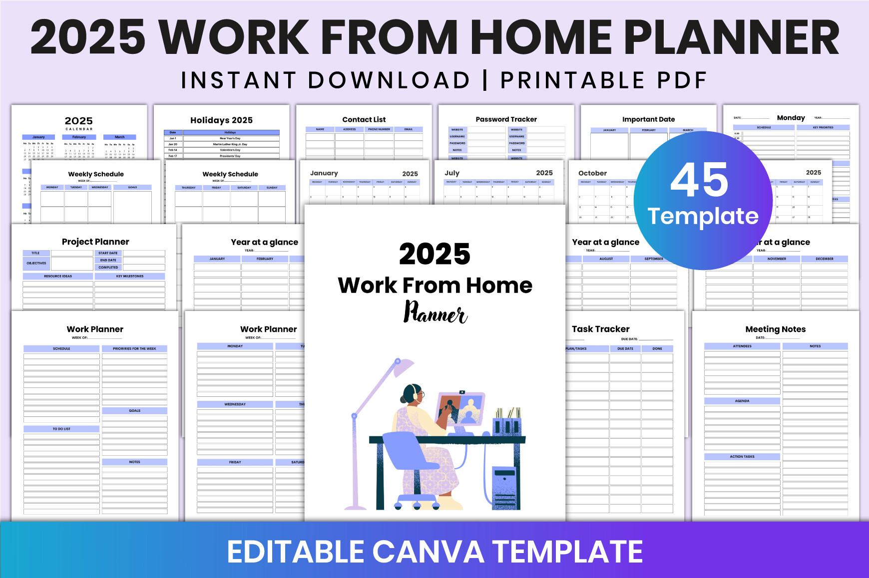 2025 Work from Home Planner for Canva Graphic by Shumaya · Creative Fabrica