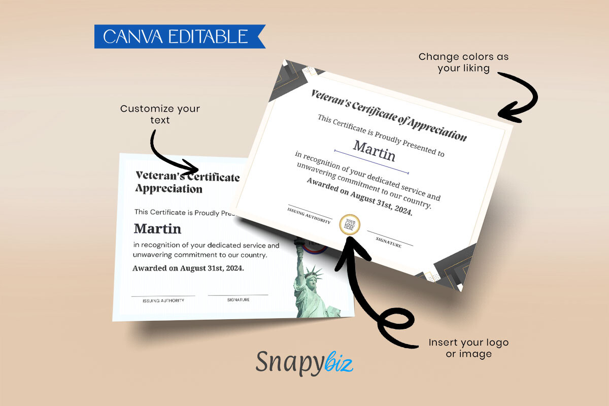 American Certificate Canva Template
