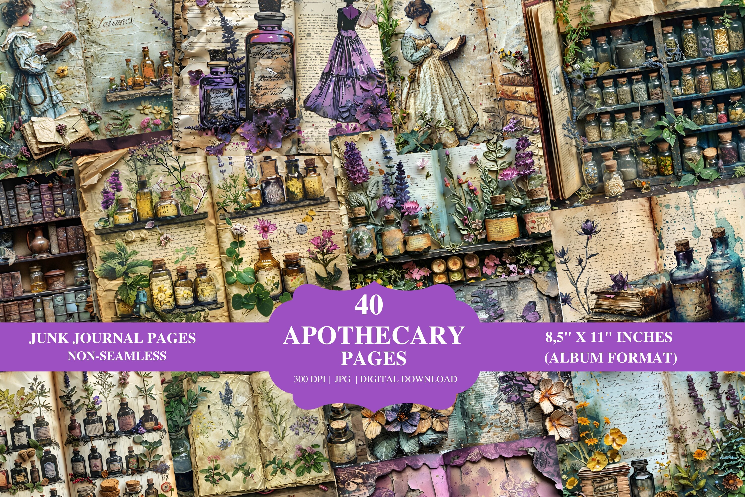 Apothecary Junk Journal Papers Graphic by FantasyFilesStudio · Creative ...