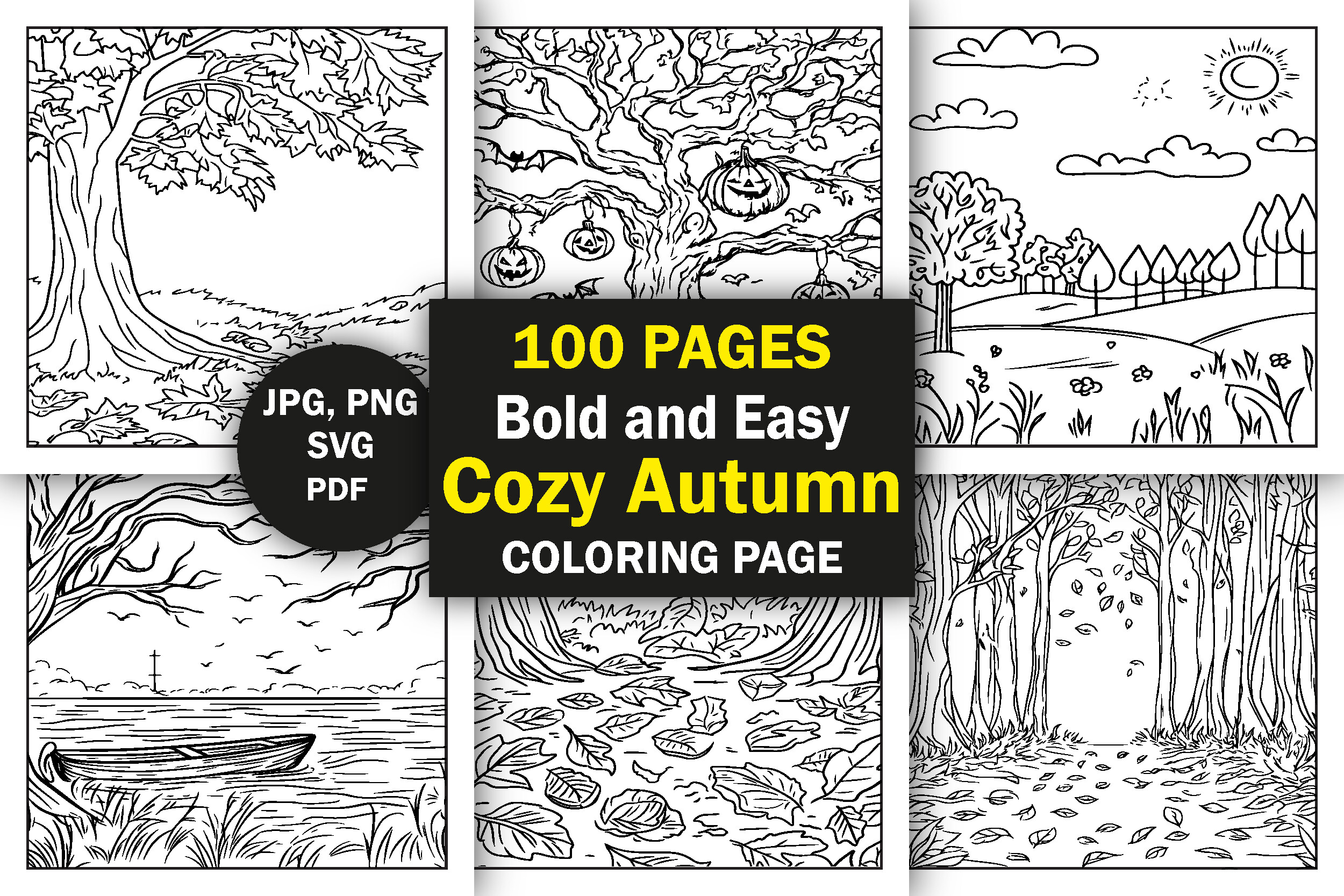 Bold and Easy Cozy Autumn Coloring Pages