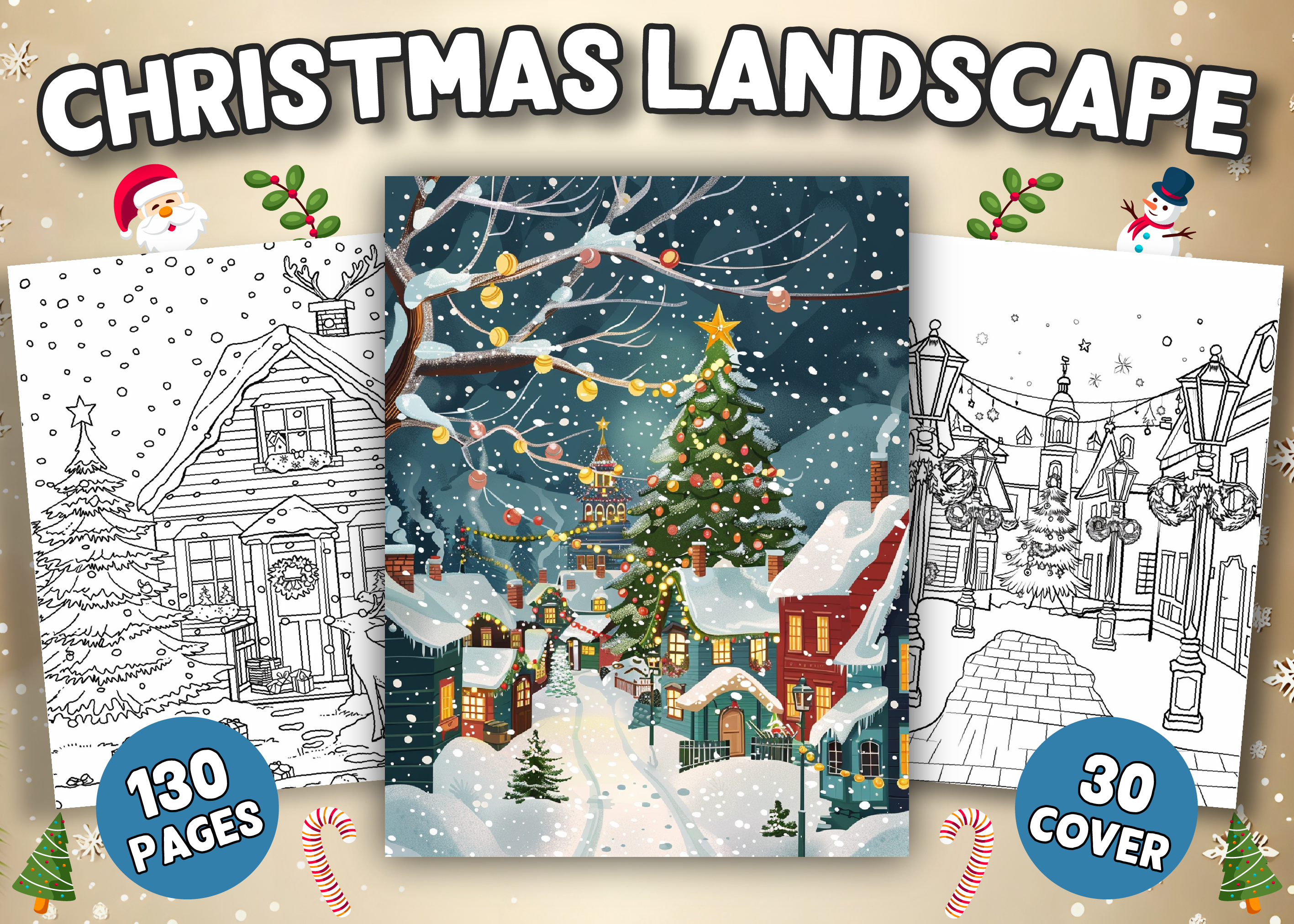 Christmas Landscape Coloring Pages