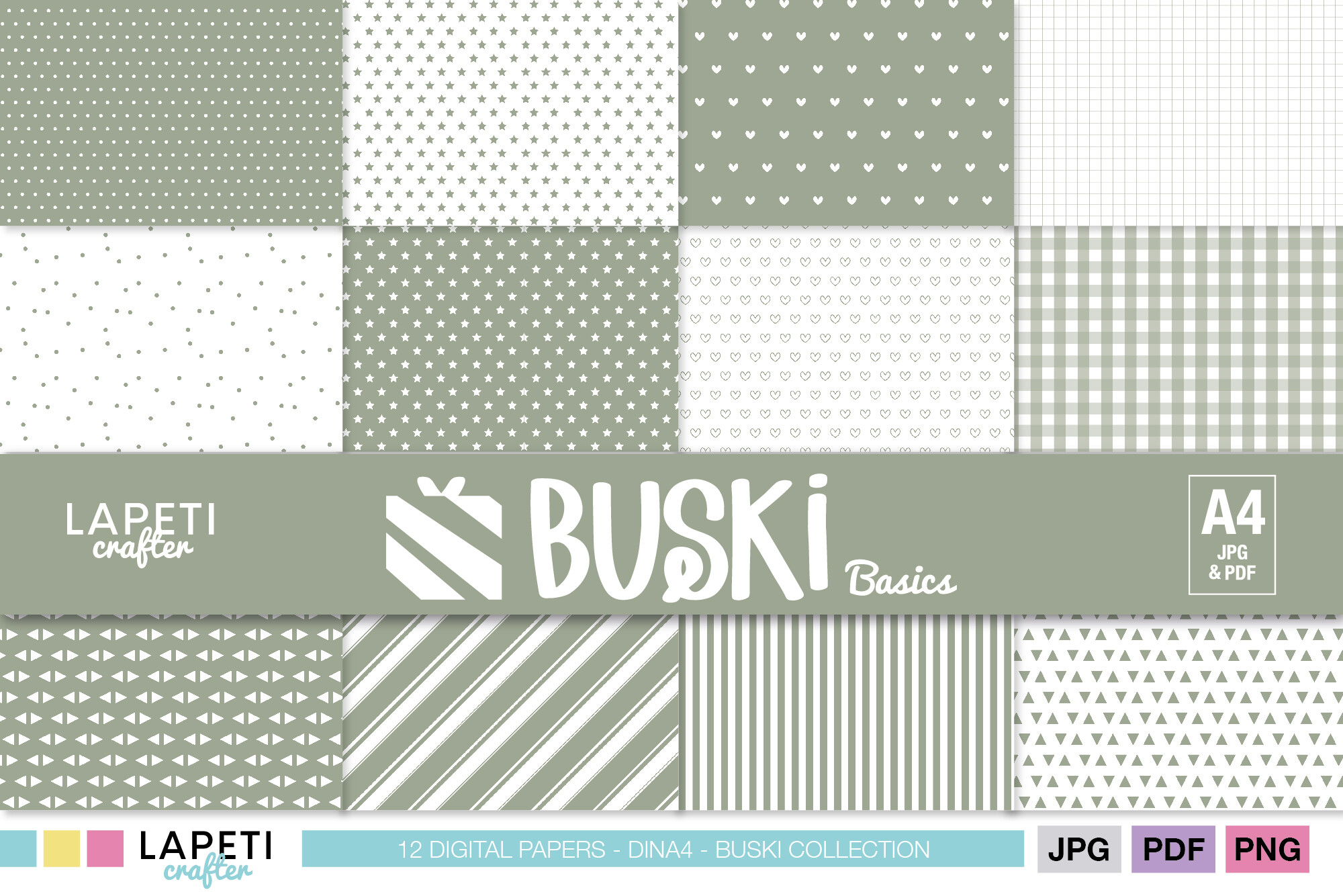Geometric Green Digital Paper Pack Graphic by lapeticrafter · Creative ...