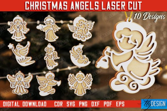 Layered Christmas Angels Bundle | CNC Laser Cutting By flydesignsvg