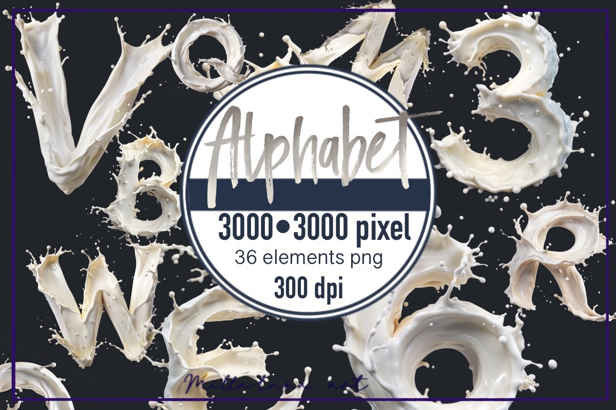 Letters Alphabet Milk Clipart PNG Graphic by Milla luna. art · Creative ...