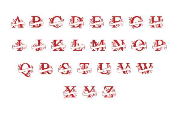 Merry Christmas Monogram Font PNG with transparent background - Preview 6
