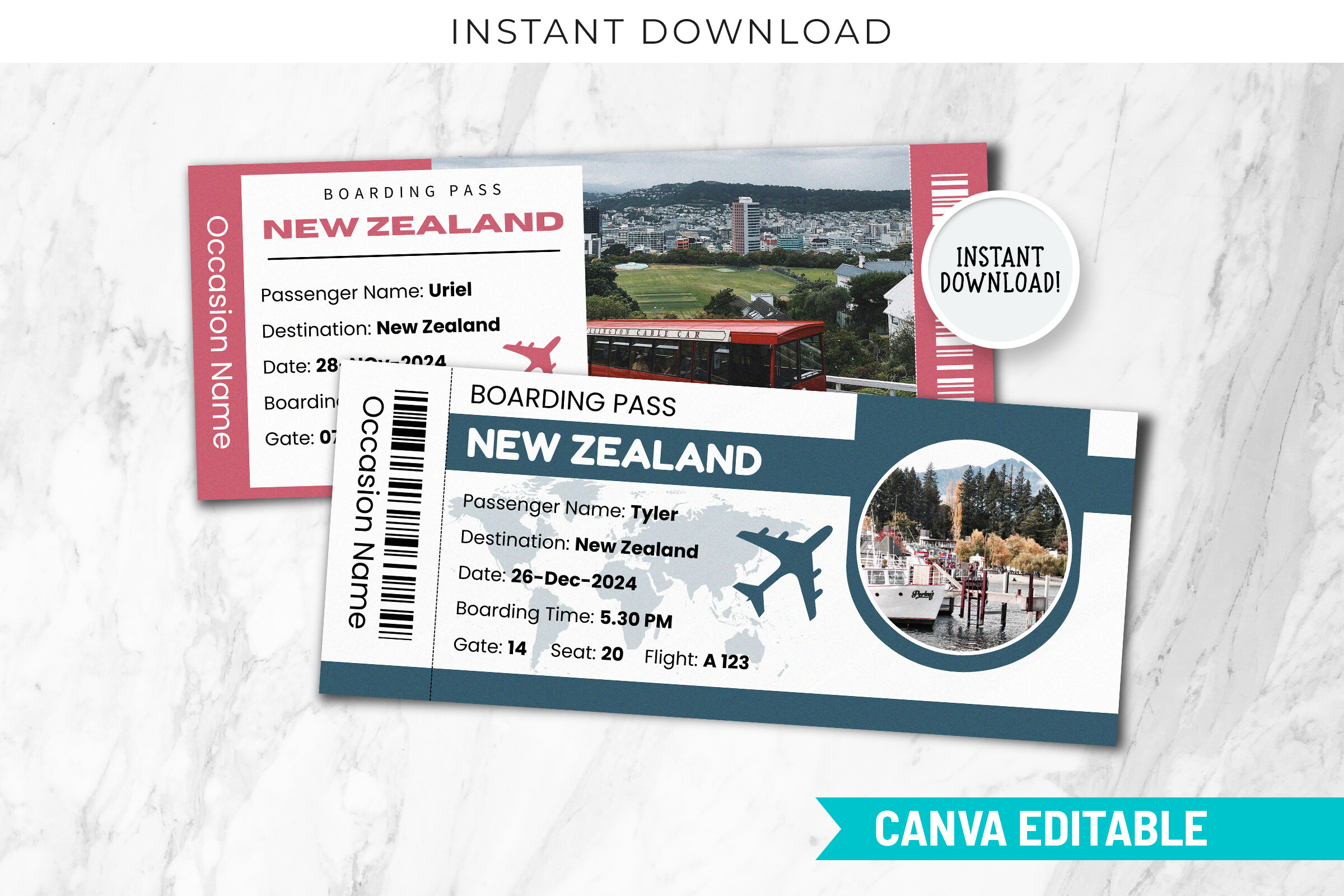 New Zealand Trip Gift Ticket Template