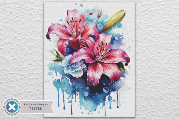 Pink Lilies Cross Stitch Pattern PDF