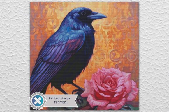 Raven Rose Cross Stitch Pattern PDF